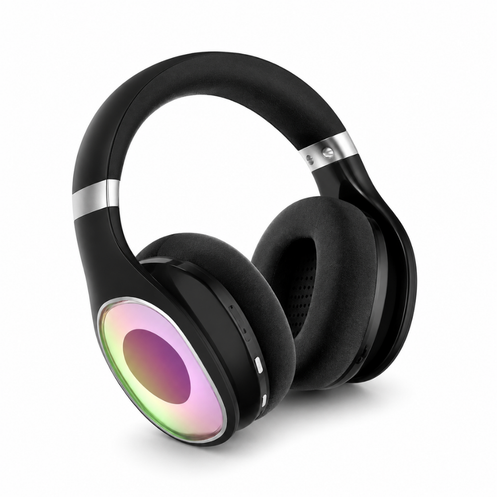Wireless Bluetooth Headphones with RGB LED Lights & Soft Ear Cushions