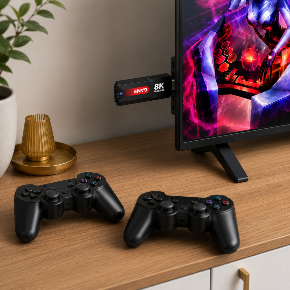 8K Ultra HD Game Stick with 2 Wireless Controllers – HDMI Gaming Console